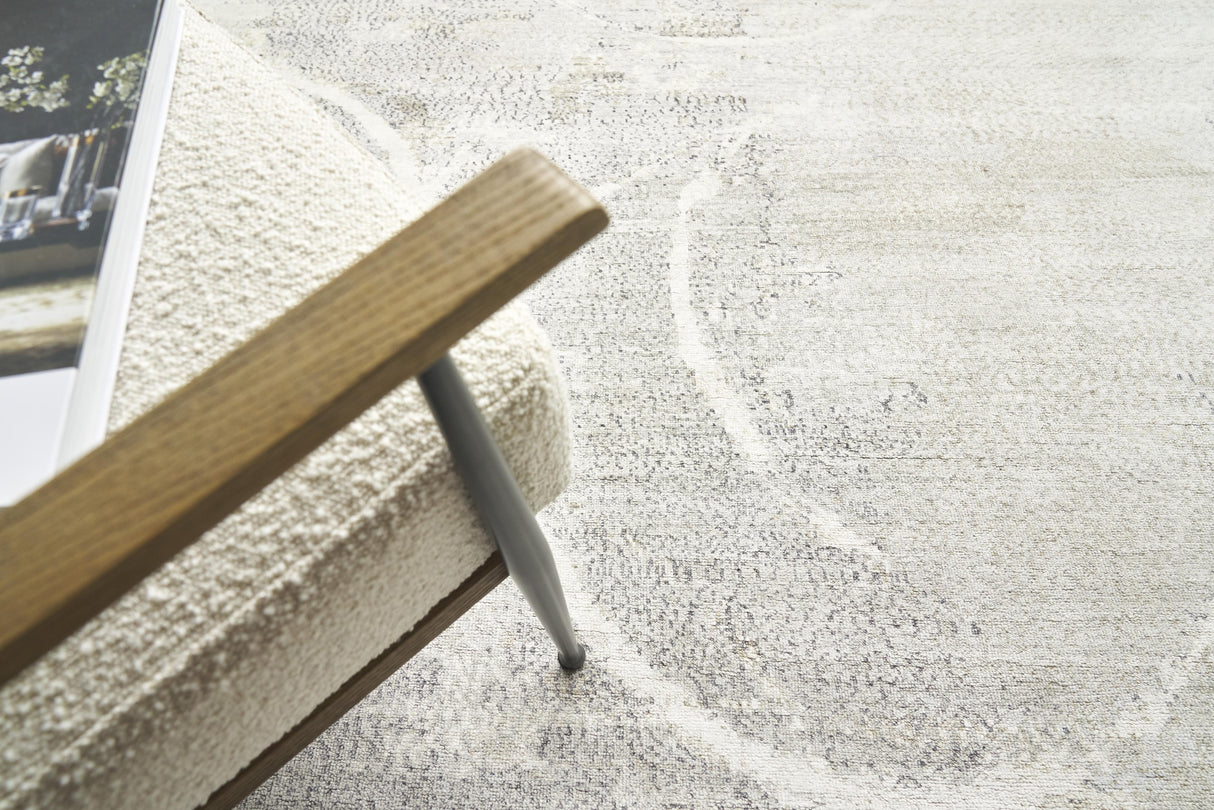 Exquisite Rugs Fine Pure Silk Hand-knotted Silk 4223 Gray/Ivory 9' x 12' Area Rug