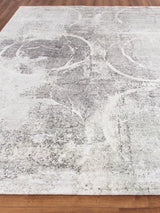 Exquisite Rugs Fine Pure Silk Hand-knotted Silk 4223 Gray/Ivory 9' x 12' Area Rug