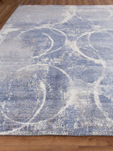 Exquisite Rugs Fine Pure Silk Hand-knotted Silk 4225 Blue/Gray/Ivory 9' x 12' Area Rug