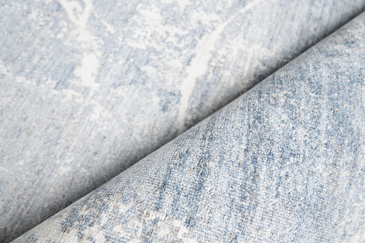 Exquisite Rugs Fine Pure Silk Hand-knotted Silk 4225 Blue/Gray/Ivory 9' x 12' Area Rug