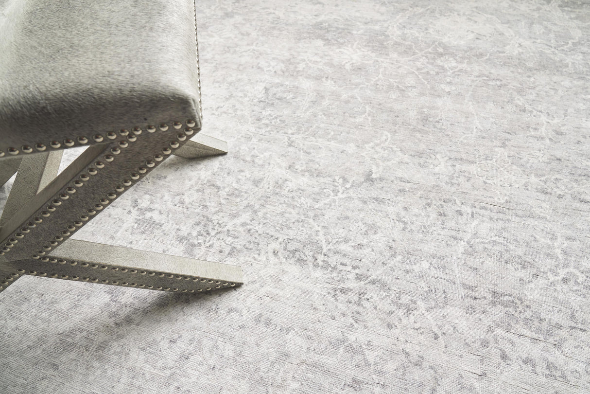 Exquisite Rugs Fine Pure Silk Hand-knotted Silk 4228 Gray/Ivory 10' x 14' Area Rug