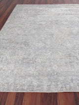 Exquisite Rugs Fine Pure Silk Hand-knotted Silk 4228 Gray/Ivory 10' x 14' Area Rug