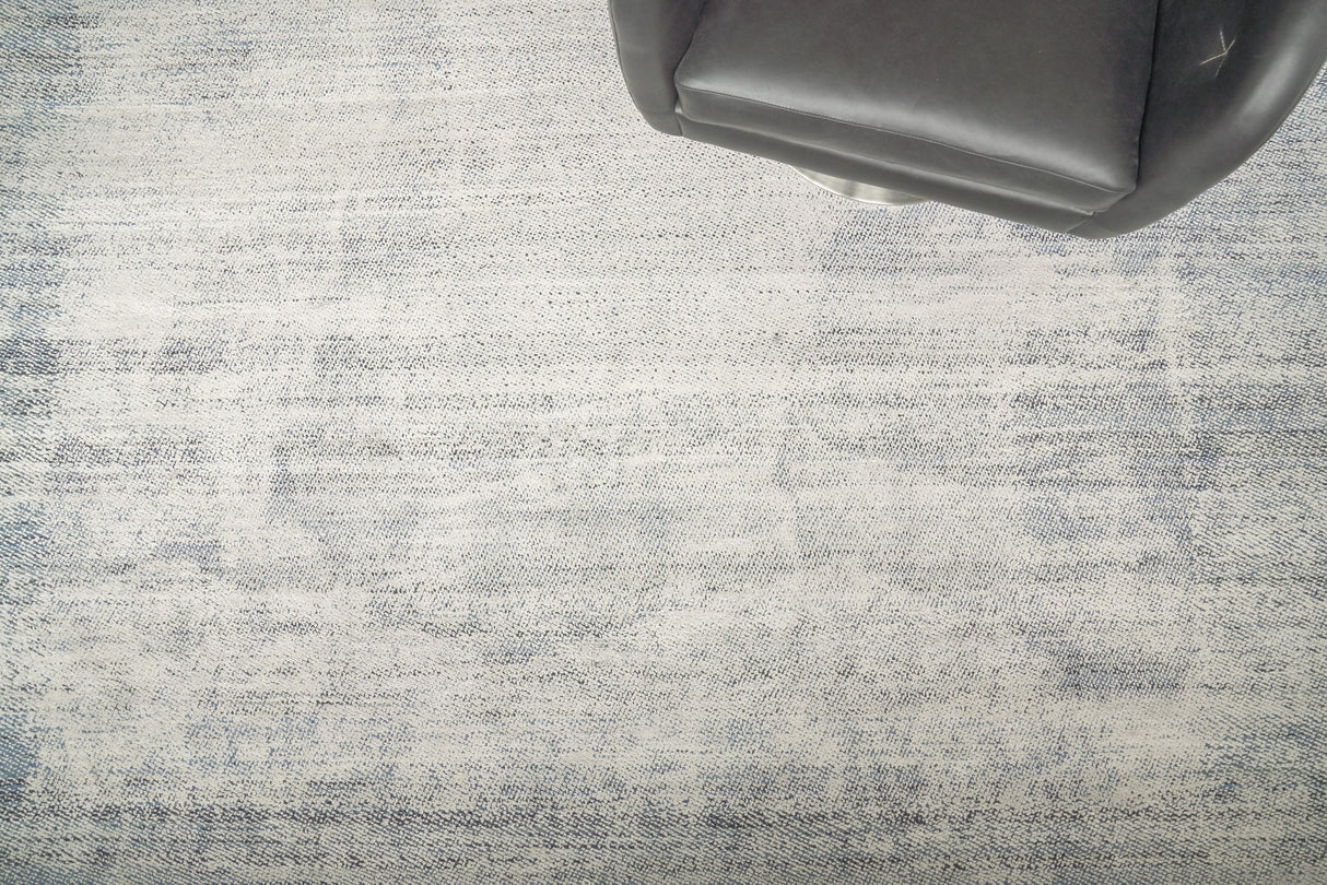 Exquisite Rugs Fine Pure Silk Hand-knotted Silk 4229 White/Blue 10' x 14' Area Rug