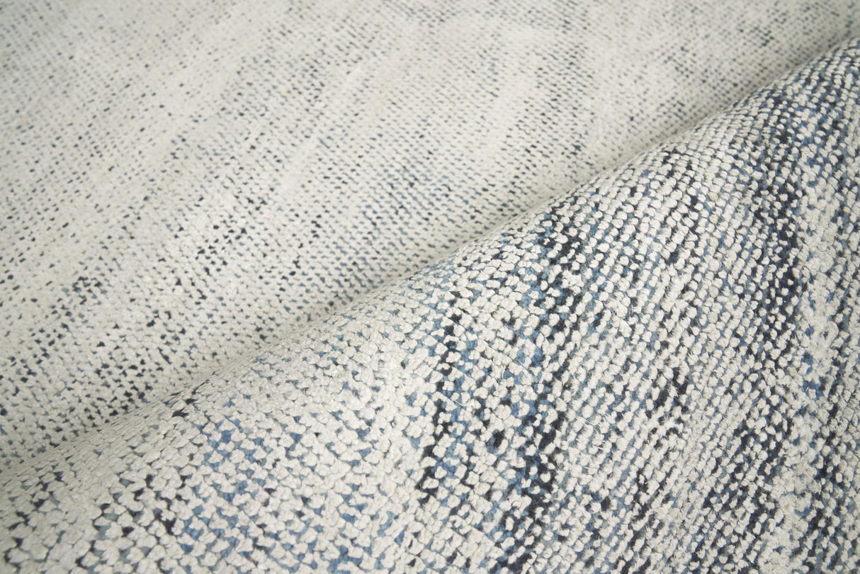 Exquisite Rugs Fine Pure Silk Hand-knotted Silk 4229 White/Blue 8' x 10' Area Rug