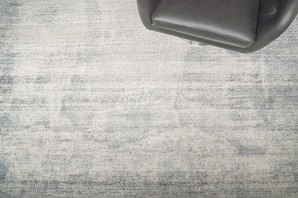 Exquisite Rugs Fine Pure Silk Hand-knotted Silk 4229 White/Blue 9' x 12' Area Rug