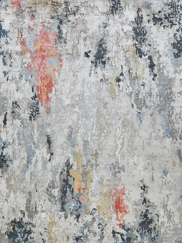 Exquisite Rugs Floor Art Hand-knotted Bamboo Silk 5499 Silver/Gray/Coffee 8' x 10' Area Rug