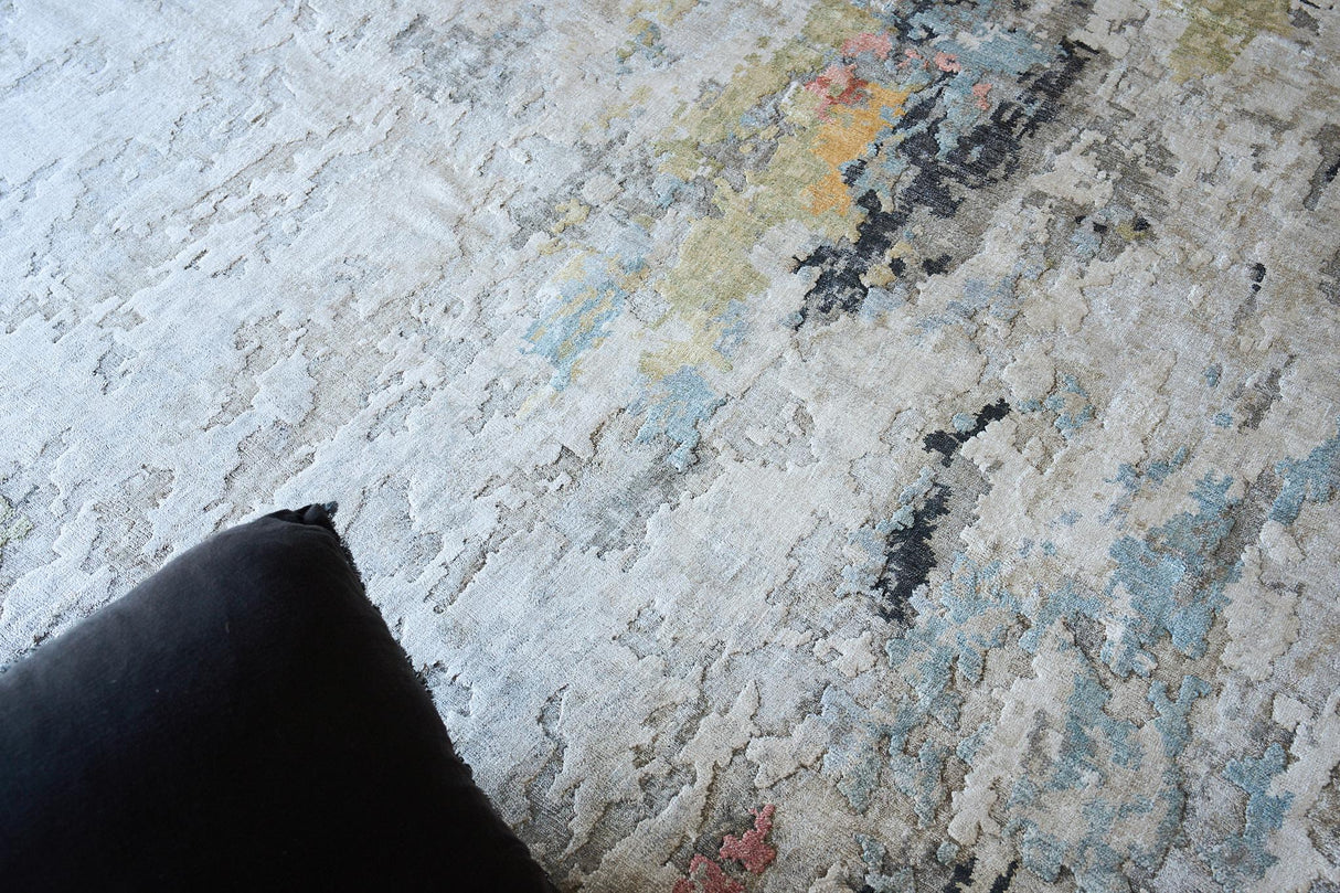 Exquisite Rugs Floor Art Hand-knotted Bamboo Silk 5499 Silver/Gray/Coffee 10' x 8' Area Rug