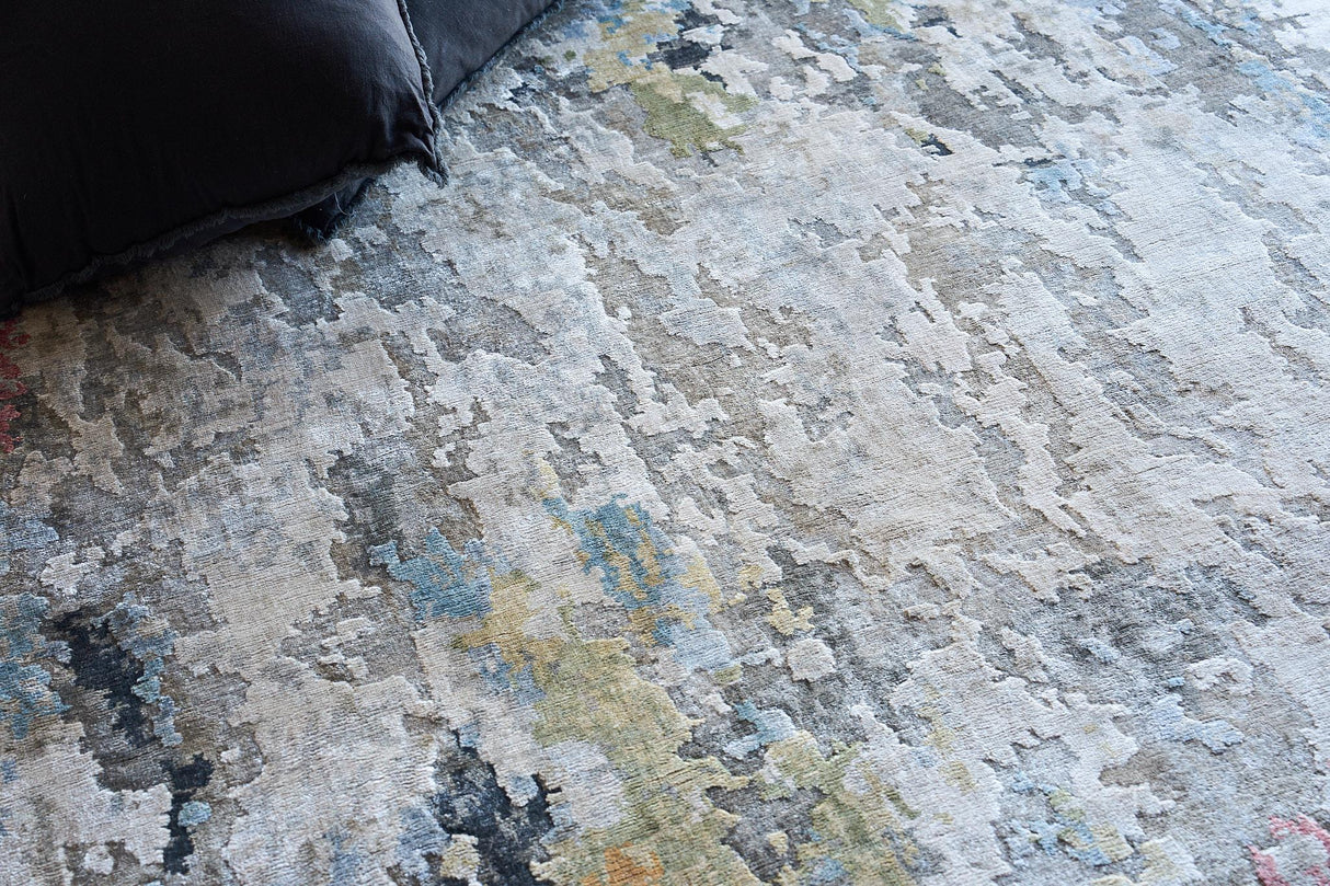 Exquisite Rugs Floor Art Hand-knotted Bamboo Silk 5499 Silver/Gray/Coffee 10' x 8' Area Rug