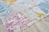 Exquisite Rugs Floor Art Hand-knotted Bamboo Silk 5501 Ivory/Blue/Gold/Lavender 10' x 14' Area Rug