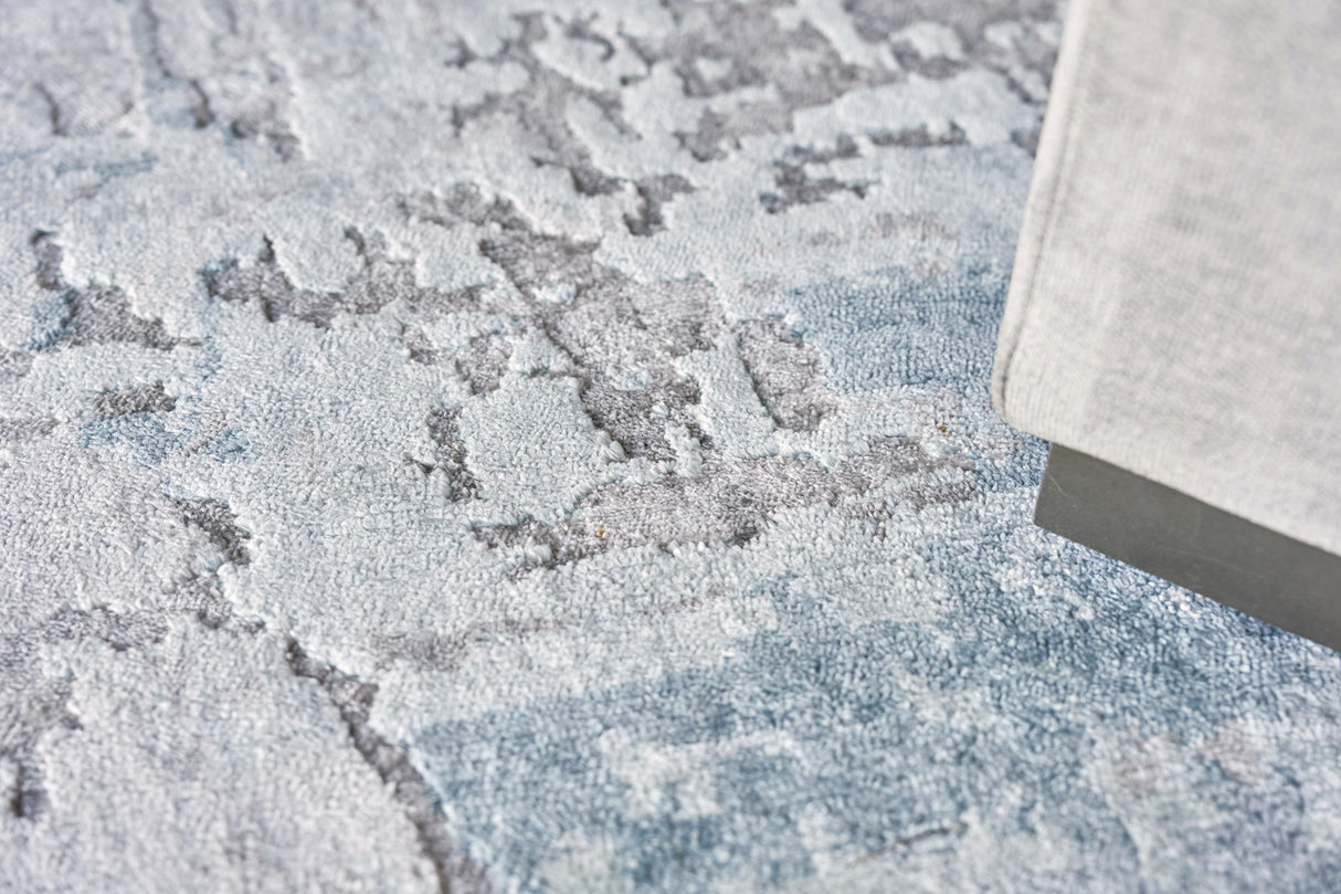 Exquisite Rugs Floor Art Hand-knotted Bamboo Silk 5501 Ivory/Blue/Gold/Lavender 10' x 14' Area Rug