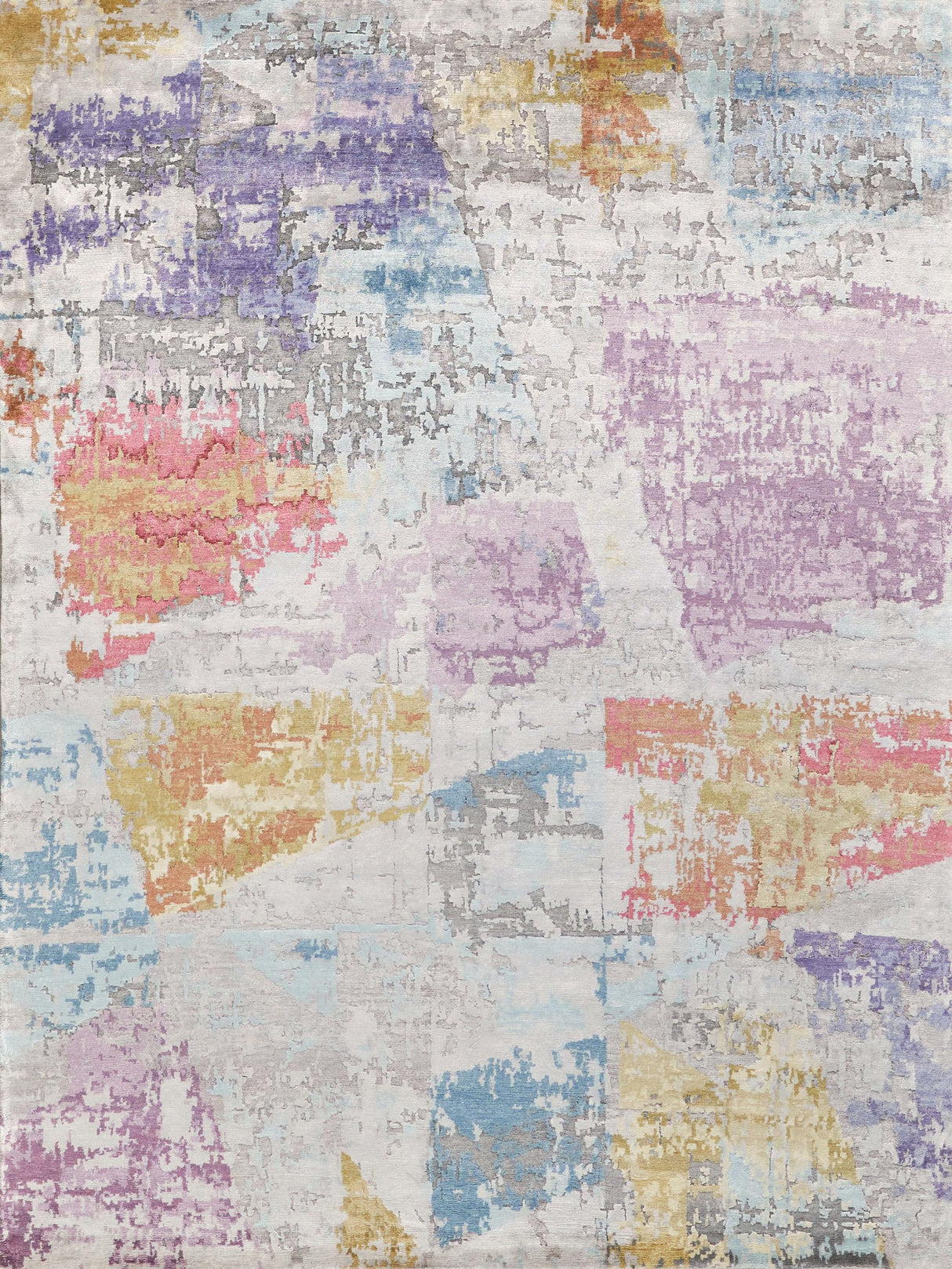 Exquisite Floor Art Hand-knotted Bamboo Silk Ivory/Blue/Gold/Lavender Area Rug 14.0'X18.0' Rug