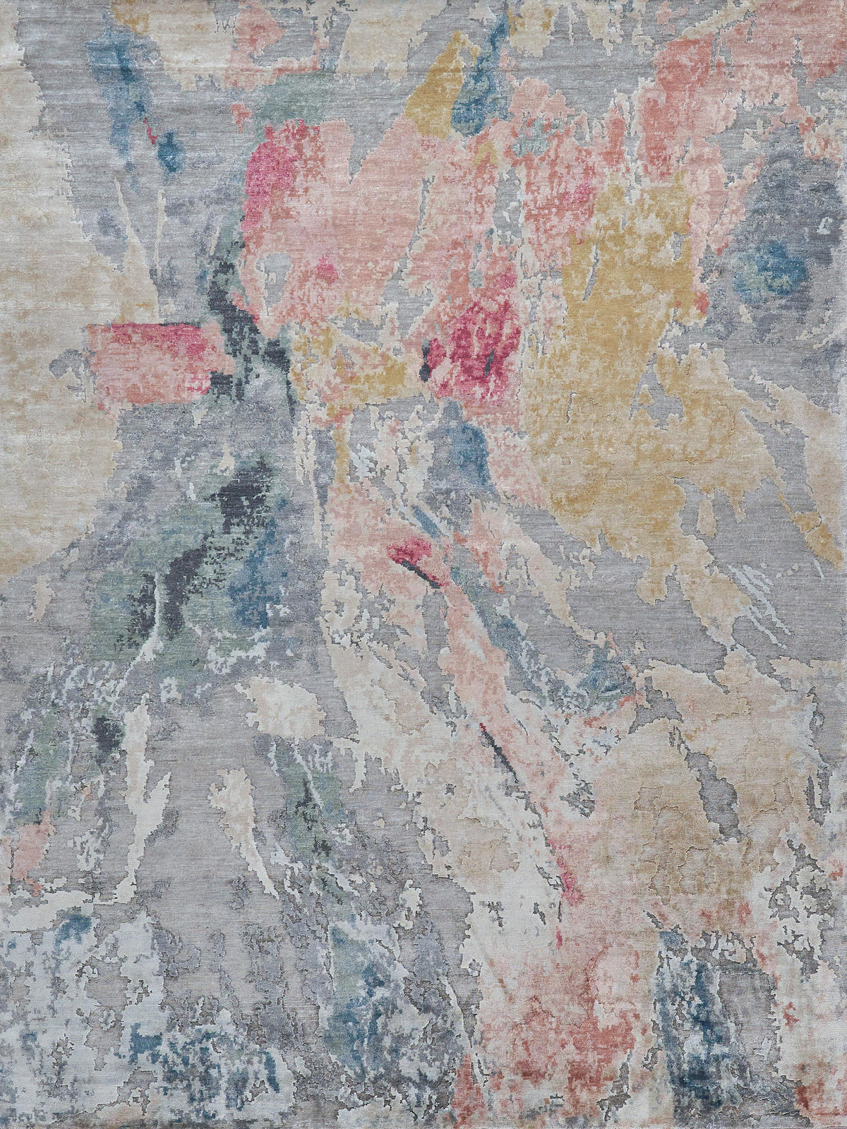 Exquisite Rugs Floor Art Hand-knotted Bamboo Silk 5504 Silver/Blush 8' x 10' Area Rug