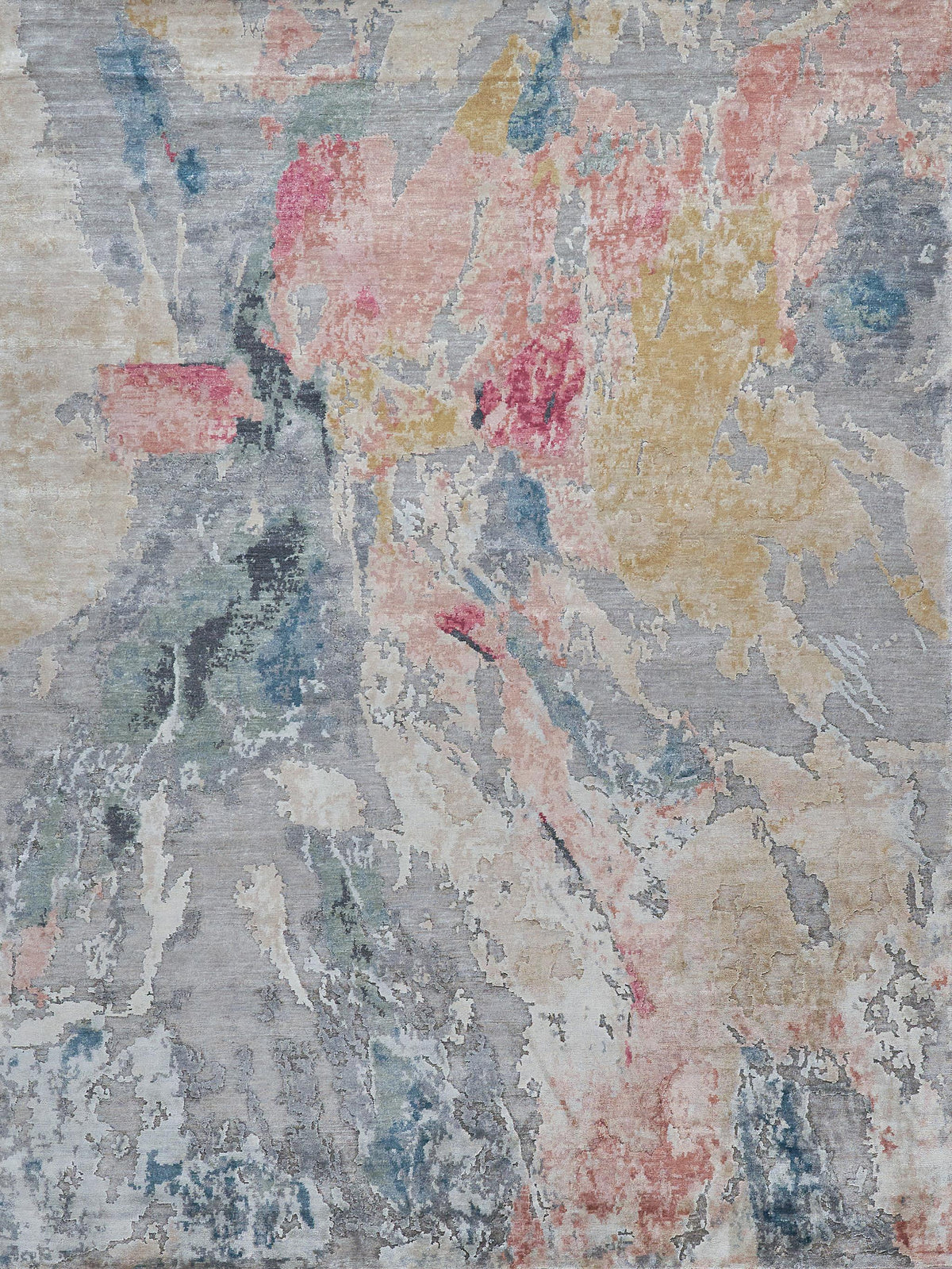 Exquisite Floor Art Hand-knotted Bamboo Silk Silver/Blush Area Rug 8.0'X10.0' Rug