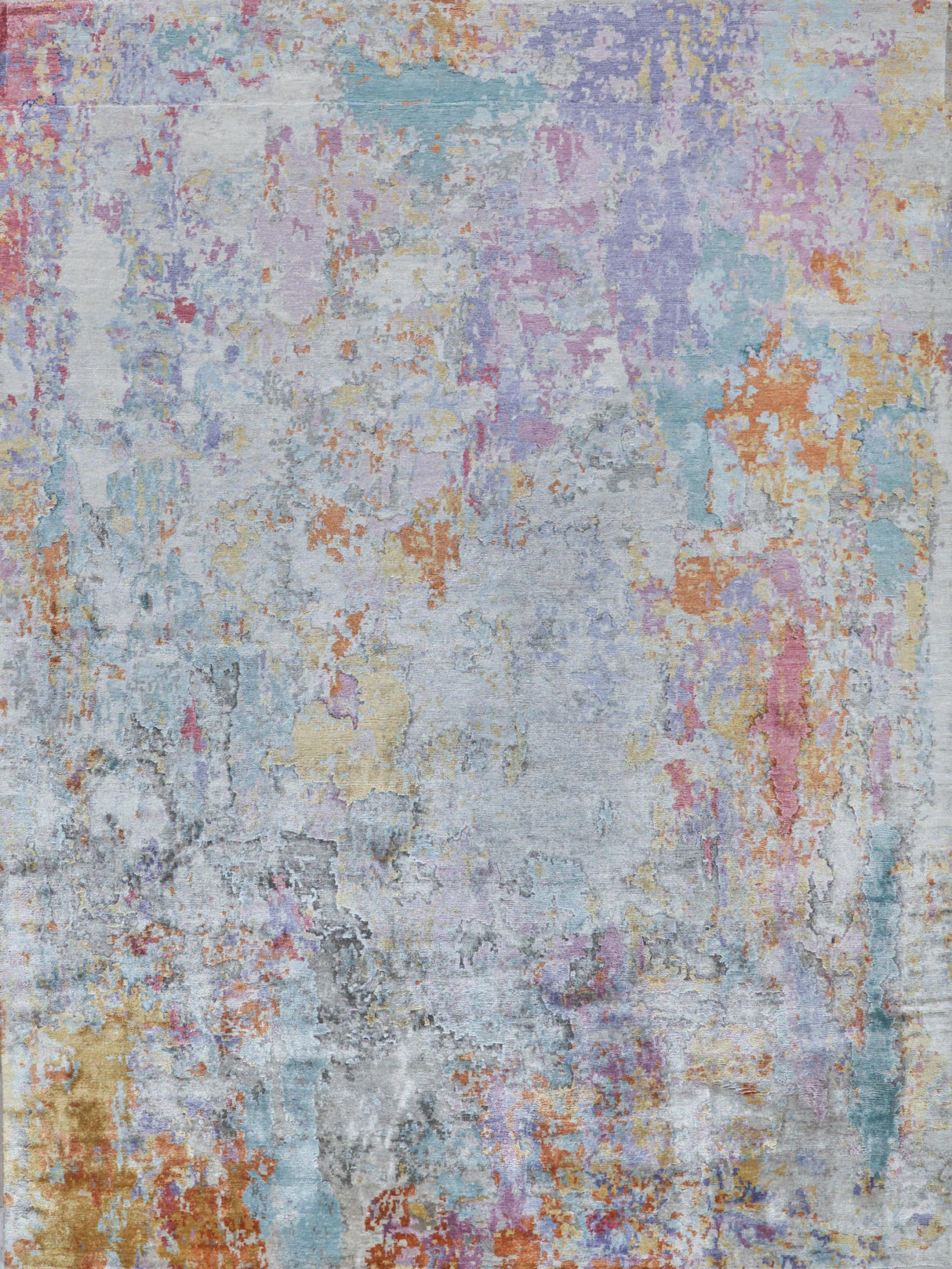 Exquisite Rugs Floor Art Hand-knotted Bamboo Silk 5535 Ivory/Multi 8' x 10' Area Rug