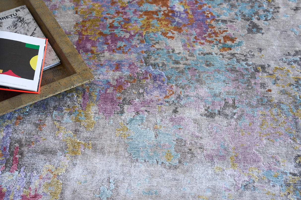 Exquisite Rugs Floor Art Hand-knotted Bamboo Silk 5535 Ivory/Multi 8' x 10' Area Rug