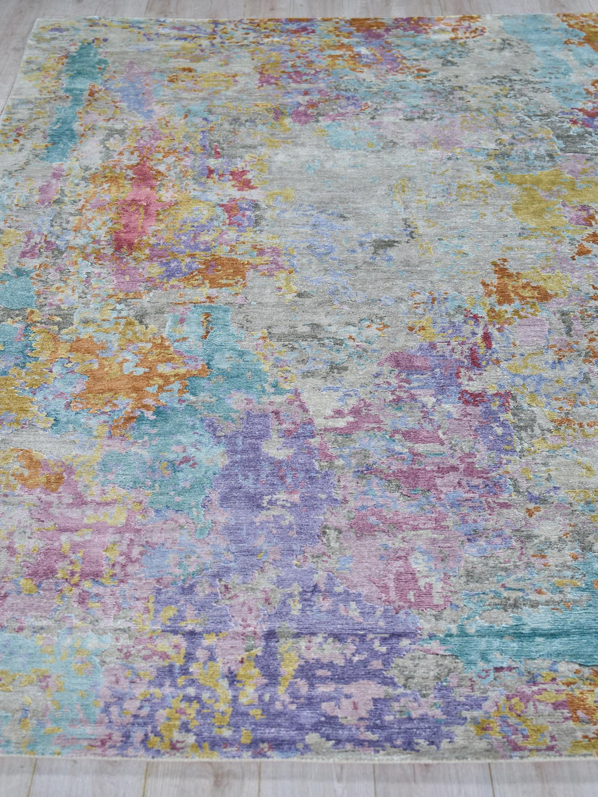 Exquisite Rugs Floor Art Hand-knotted Bamboo Silk 5535 Ivory/Multi 8' x 10' Area Rug