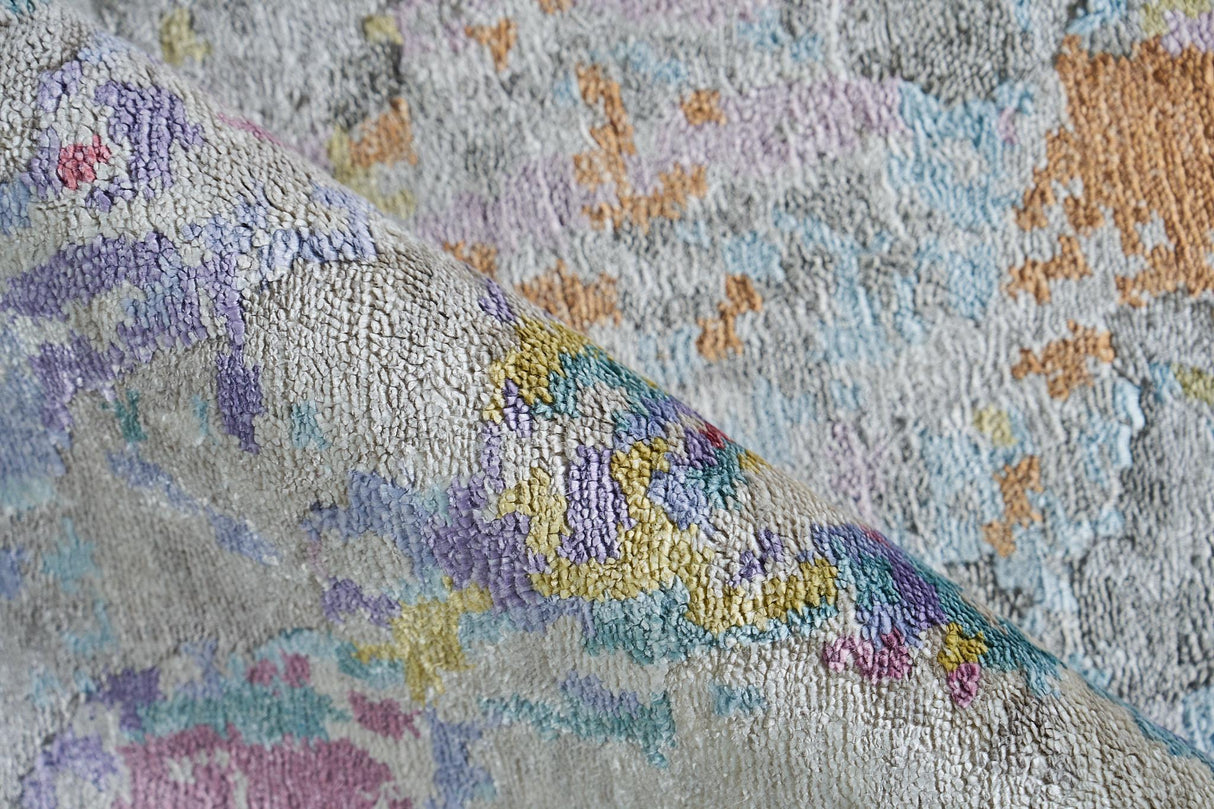 Exquisite Rugs Floor Art Hand-knotted Bamboo Silk 5535 Ivory/Multi 8' x 10' Area Rug