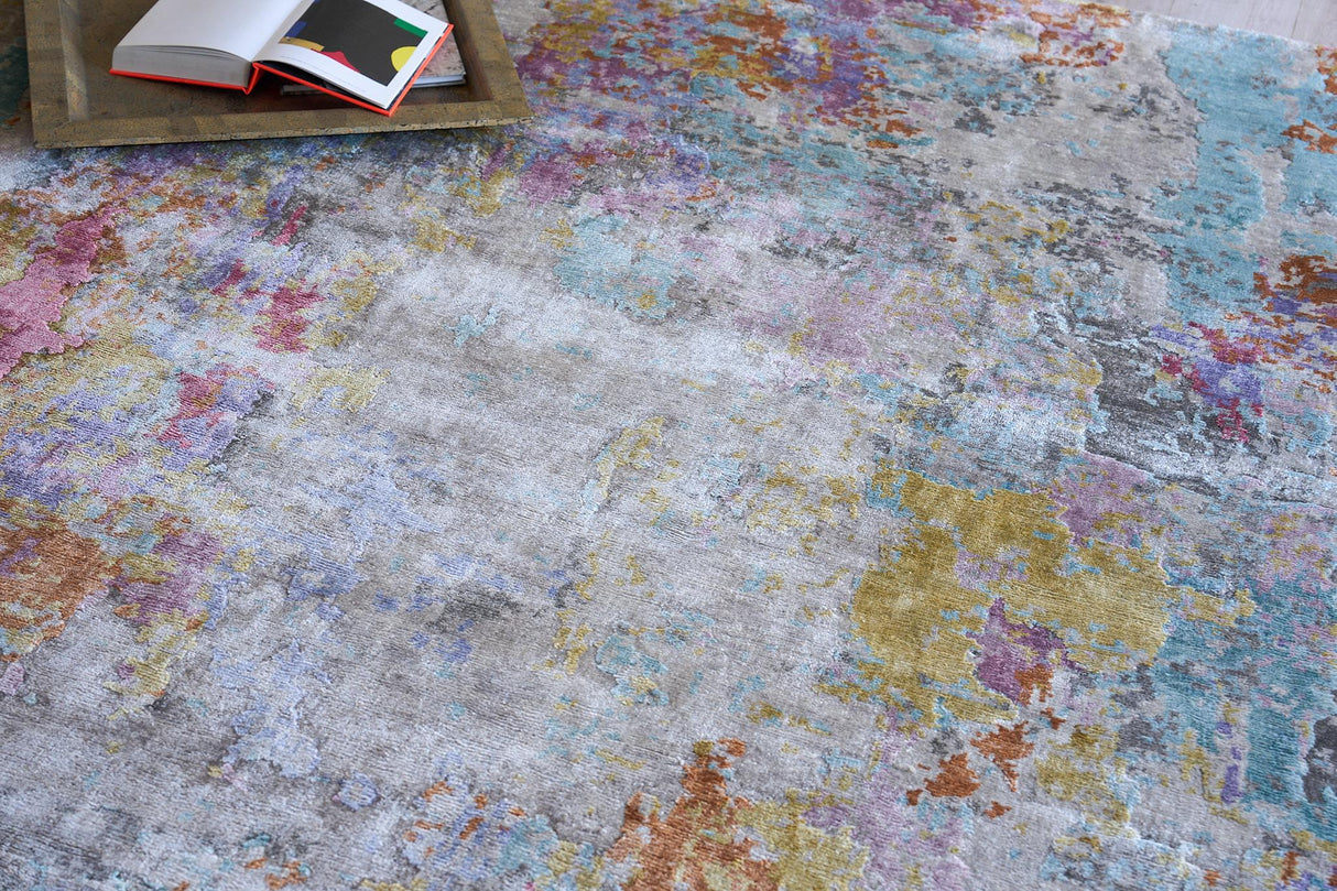 Exquisite Rugs Floor Art Hand-knotted Bamboo Silk 5535 Ivory/Multi 8' x 10' Area Rug