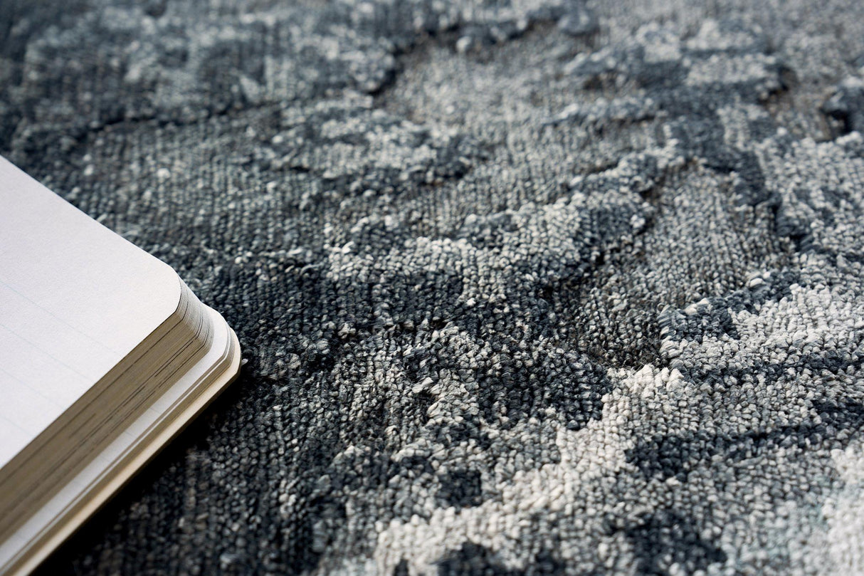 Exquisite Rugs Floor Art Hand-knotted Bamboo Silk 5707 Silvery/Dark Gray 8' x 10' Area Rug