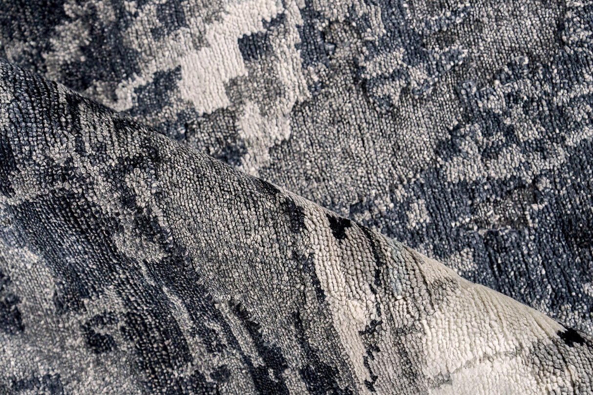 Exquisite Rugs Floor Art Hand-knotted Bamboo Silk 5707 Silvery/Dark Gray 9' x 12' Area Rug