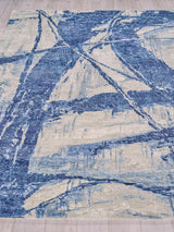 Exquisite Rugs Floor Art Hand-knotted Bamboo Silk 5709 Ivory/Dark Blue 8' x 10' Area Rug
