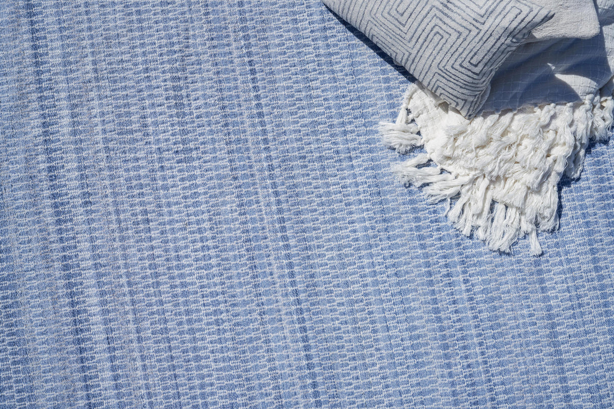Exquisite Rugs Florence Indoor/Outdoor Flatweave PET yarn 4879 Light Blue 12' x 15' Area Rug
