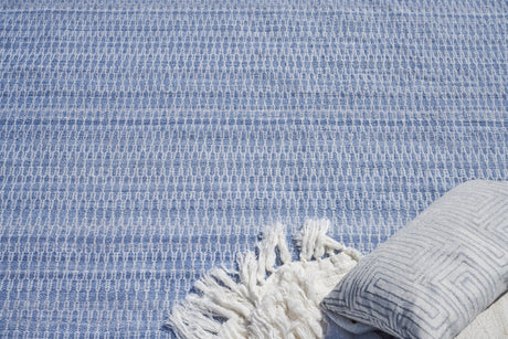 Exquisite Rugs Florence Indoor/Outdoor Flatweave PET yarn 4879 Light Blue 5' x 8' Area Rug