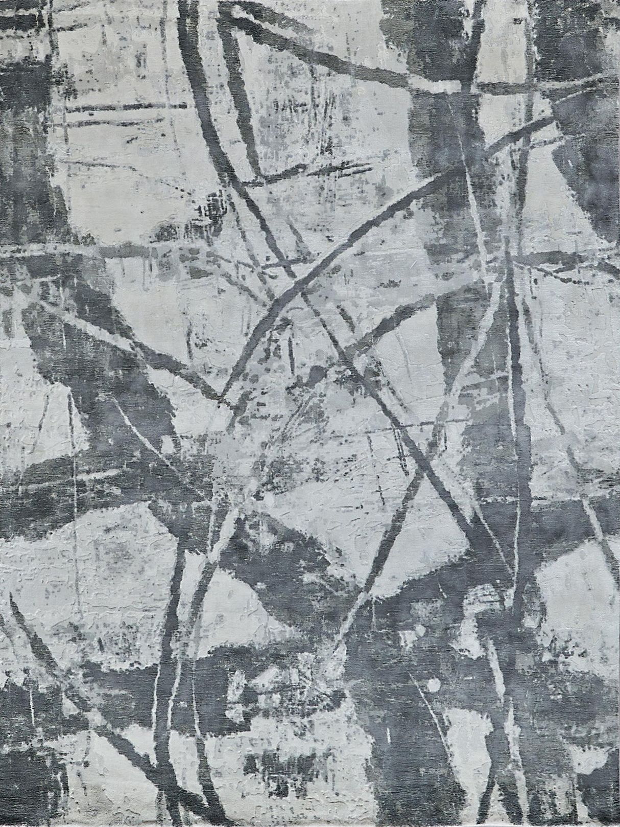 Exquisite Gianni Hand-loomed Wool/Bamboo Silk Dark Gray/Silver Area Rug 10.0'X14.0' Rug