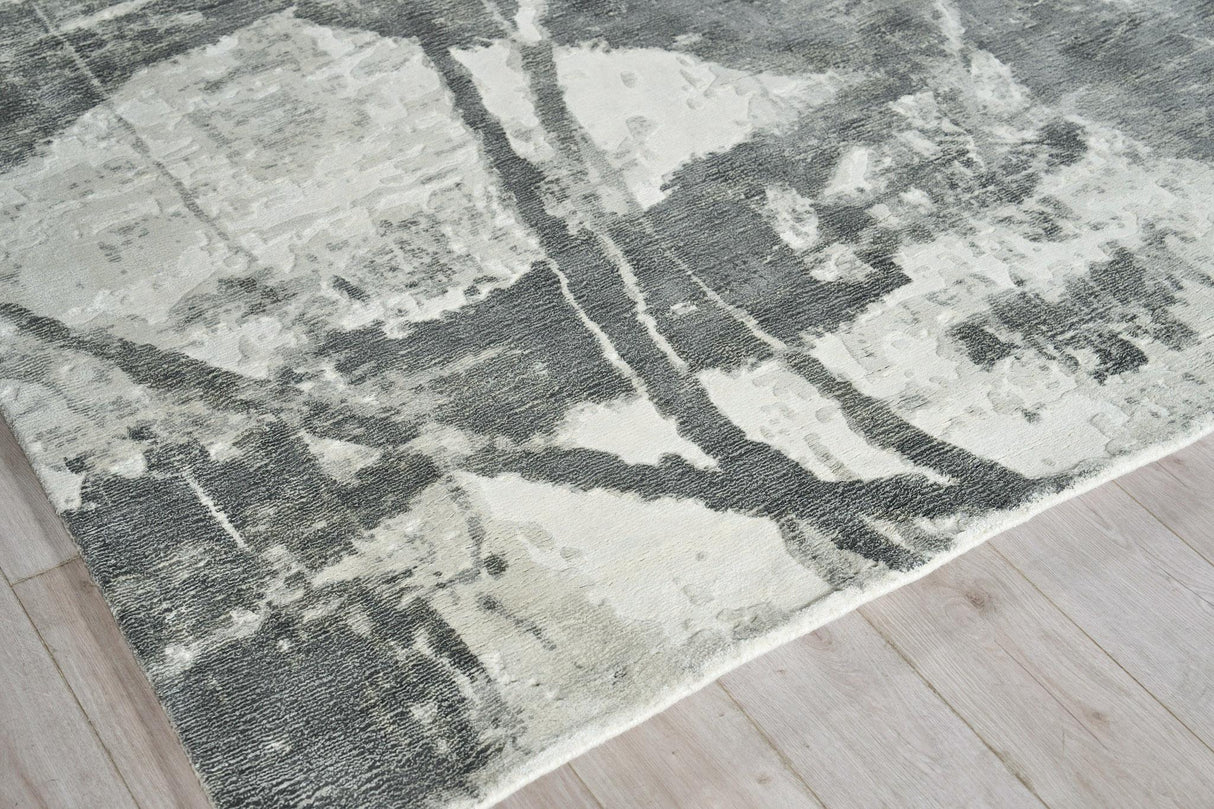 Exquisite Rugs Gianni Hand-loomed Wool/Bamboo Silk 6243 Dark Gray/Silver 8' x 10' Area Rug