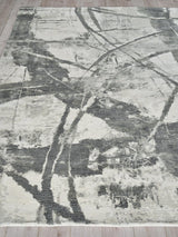 Exquisite Rugs Gianni Hand-loomed Wool/Bamboo Silk 6243 Dark Gray/Silver 8' x 10' Area Rug