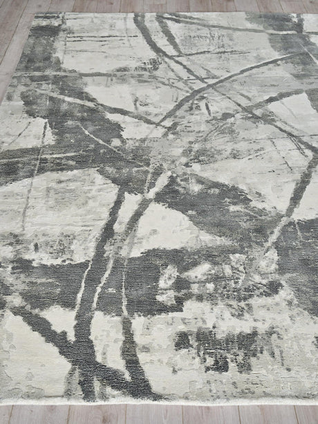 Exquisite Rugs Gianni Hand-loomed Wool/Bamboo Silk 6243 Dark Gray/Silver 8' x 10' Area Rug