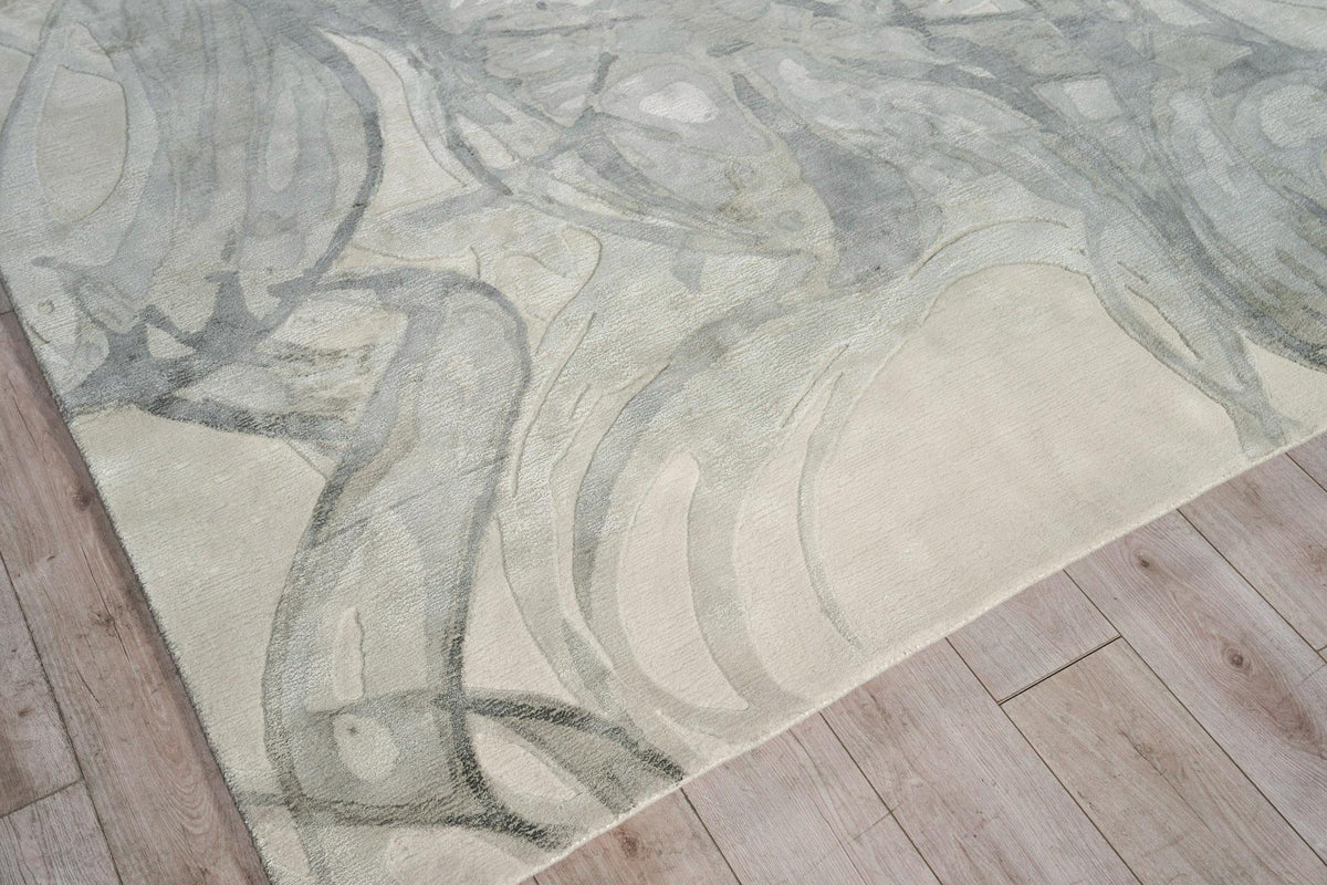 Exquisite Rugs Gianni Hand-loomed Wool/Bamboo Silk 6249 Gray/Silver/Rust 6' x 9' Area Rug