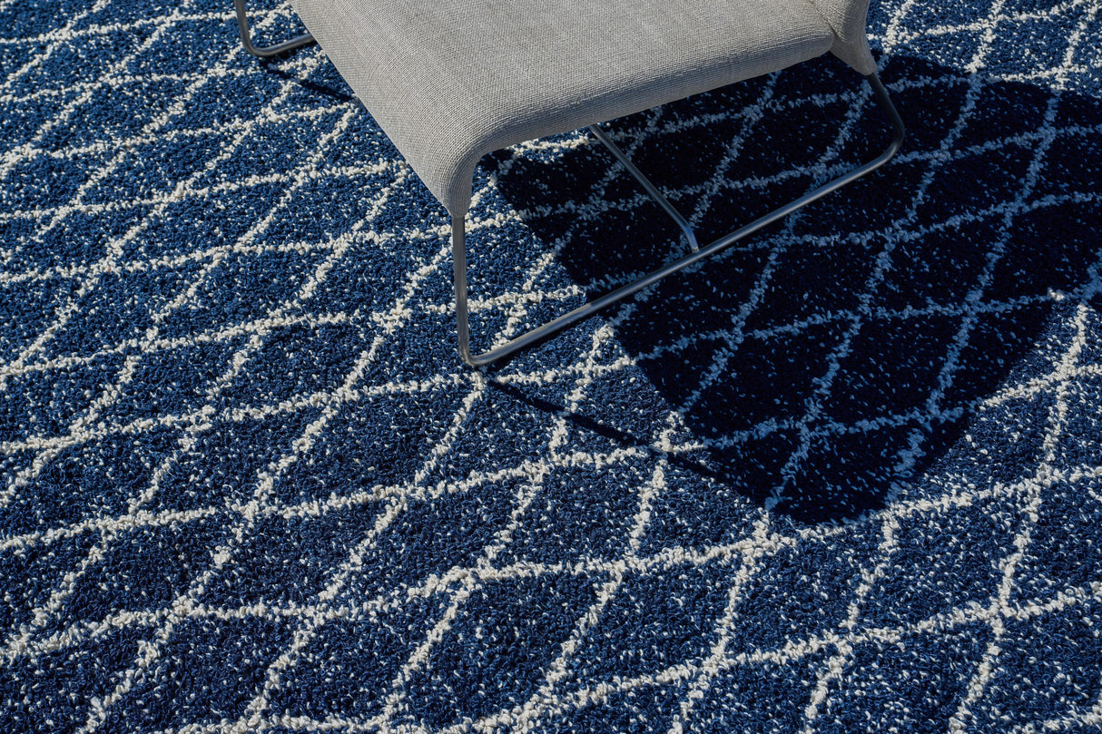 Exquisite Rugs Giorgio Indoor/Outdoor Reversible Flatweave PET yarn 4995 Navy/Ivory 10' x 14' Area Rug
