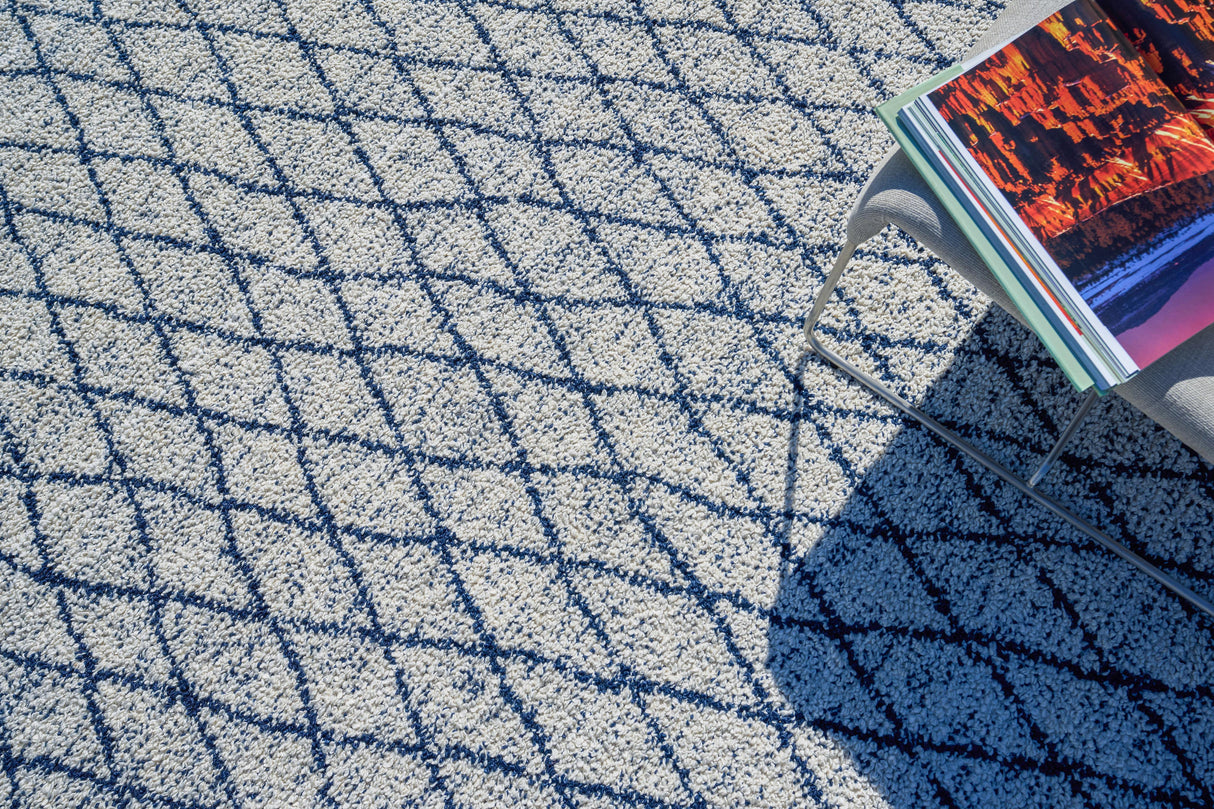 Exquisite Rugs Giorgio Indoor/Outdoor Reversible Flatweave PET yarn 4995 Navy/Ivory 6' x 9' Area Rug