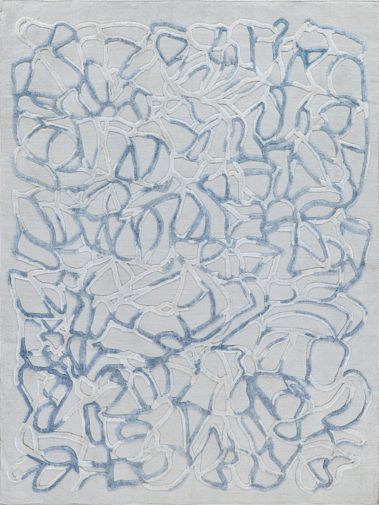 Exquisite Goudy Hand-loomed Wool/Bamboo Silk Blue Area Rug 10.0'X14.0' Rug