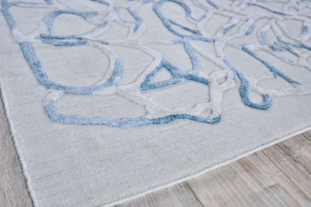 Exquisite Rugs Goudy Hand-loomed Wool/Bamboo Silk 4346 Blue 6' x 9' Area Rug