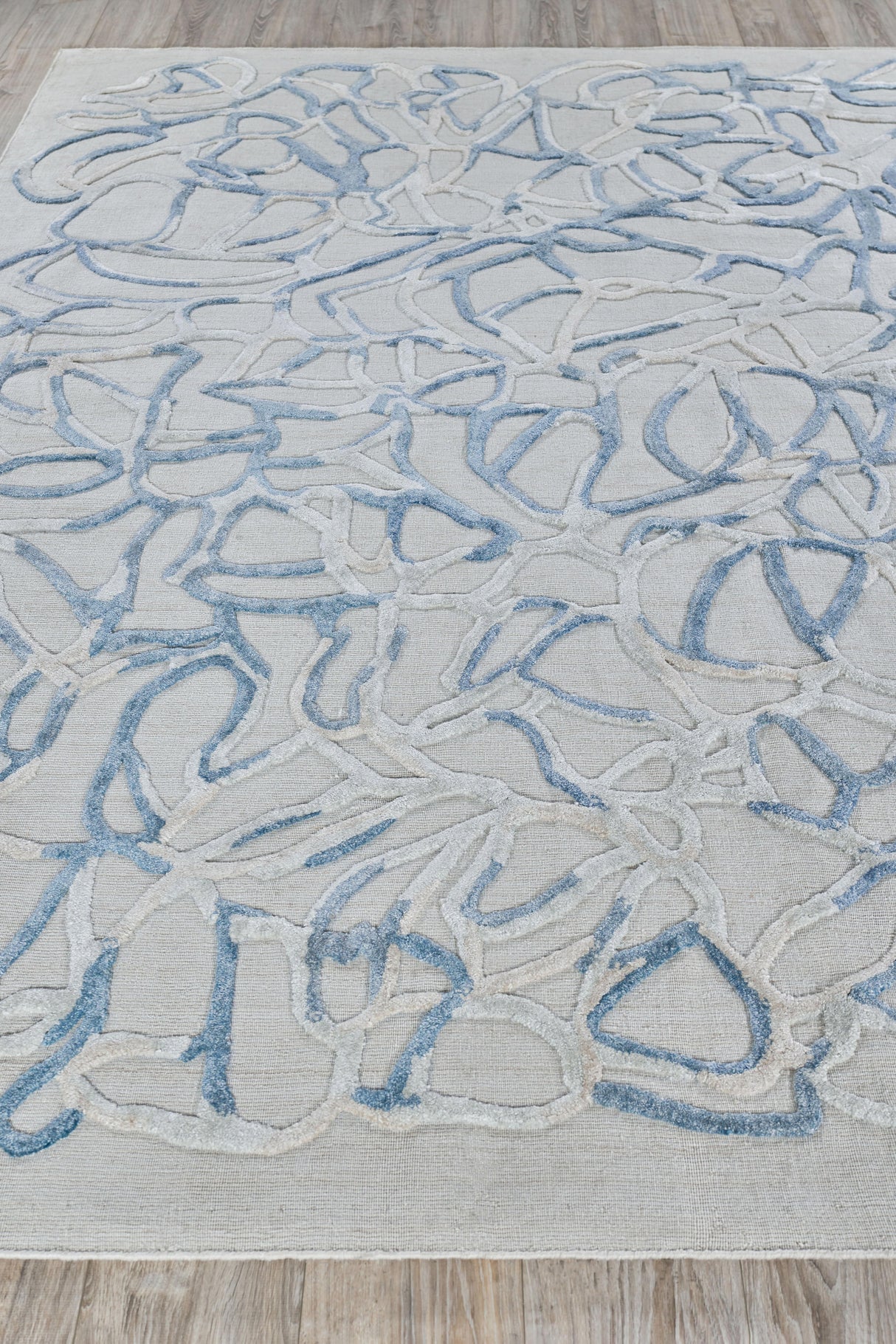 Exquisite Rugs Goudy Hand-loomed Wool/Bamboo Silk 4346 Blue 6' x 9' Area Rug