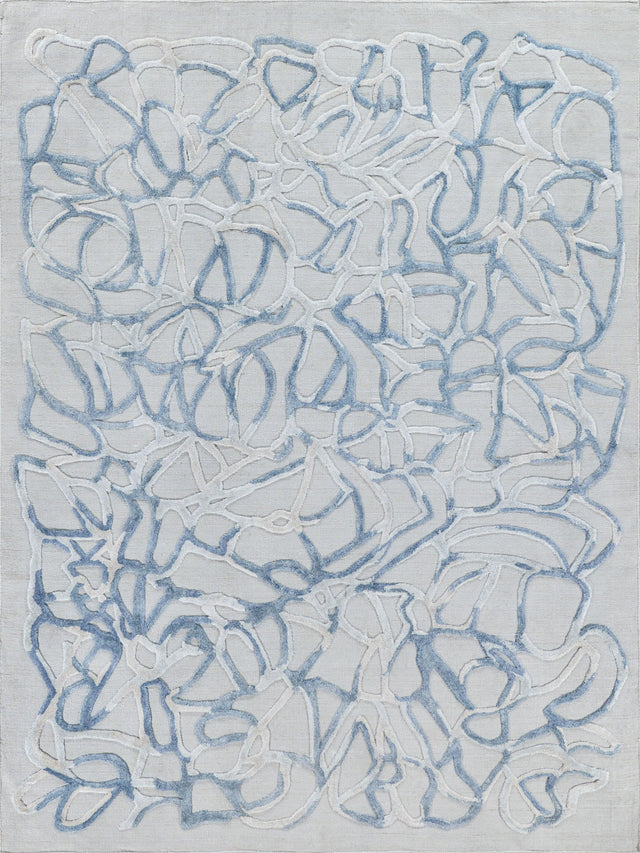 Exquisite Rugs Goudy Hand-loomed Wool/Bamboo Silk 4346 Blue 9' x 12' Area Rug