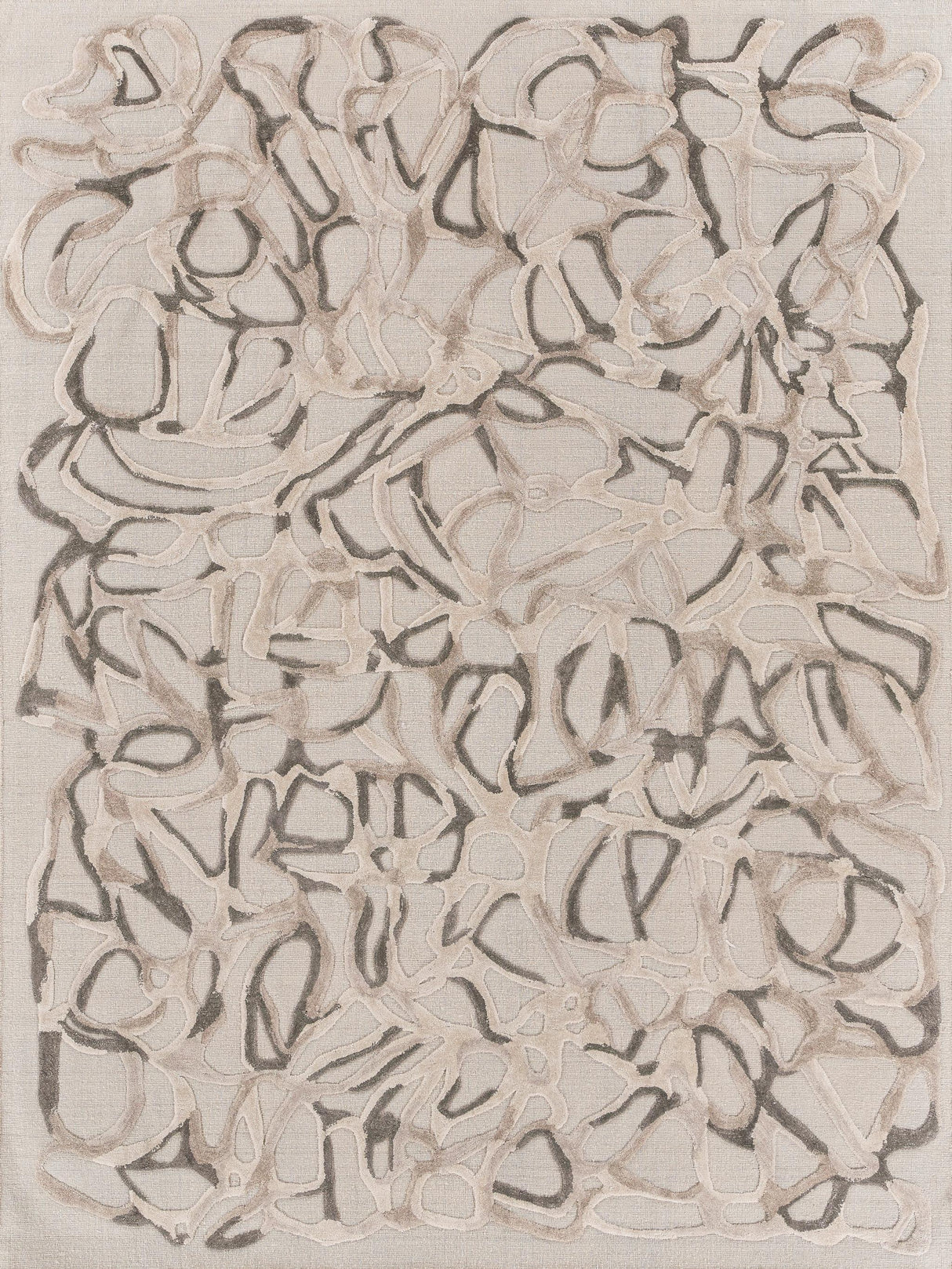 Exquisite Goudy Hand-loomed Wool/Bamboo Silk Brown/Cappucino/Cream Area Rug 10.0'X14.0' Rug