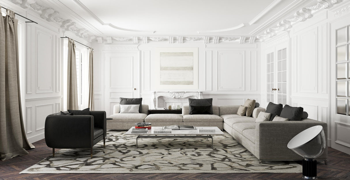 Exquisite Rugs Goudy Hand-loomed Wool/Bamboo Silk 4347 Brown/Cappucino/Cream 14' x 10' Area Rug