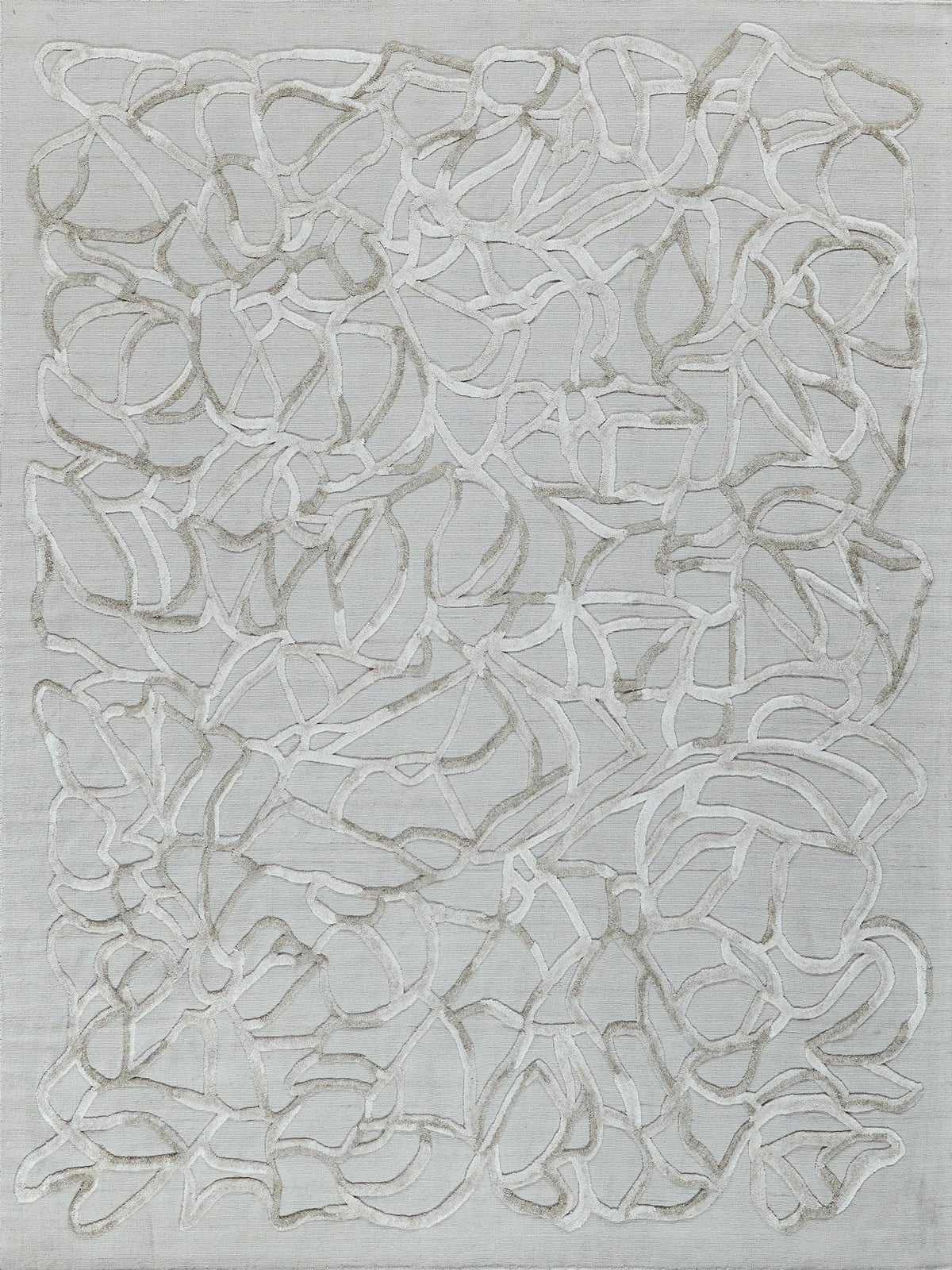 Exquisite Goudy Hand-loomed Wool/Bamboo Silk Ivory/Beige Area Rug 9.0'X12.0' Rug