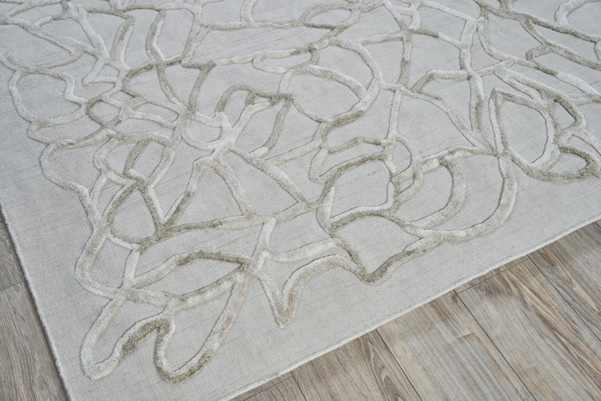 Exquisite Rugs Goudy Hand-loomed Wool/Bamboo Silk 4349 Ivory/Beige 9' x 12' Area Rug