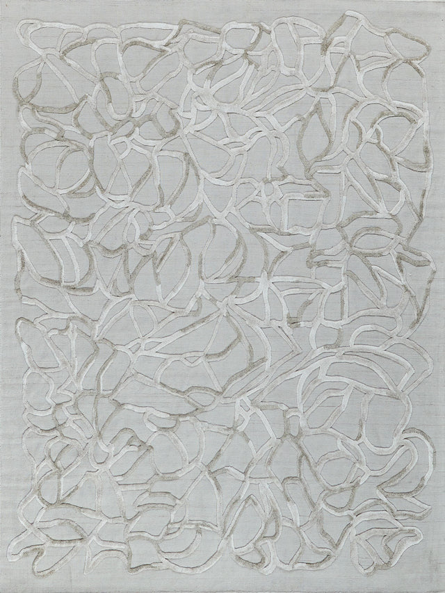 Exquisite Rugs Goudy Hand-loomed Wool/Bamboo Silk 4349 Ivory/Beige 9' x 12' Area Rug