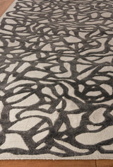 Exquisite Rugs Goudy Hand-loomed Wool/Bamboo Silk 4350 Ivory/Black 8' x 10' Area Rug