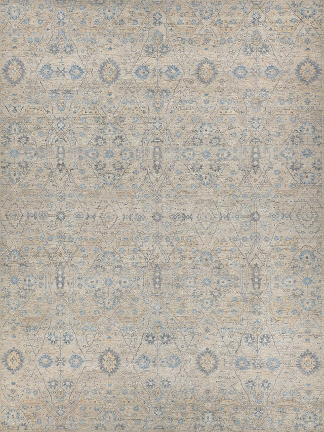 Exquisite Rugs Harper Hand-knotted New Zealand Wool 4230 Beige/Light Blue 12' x 15' Area Rug