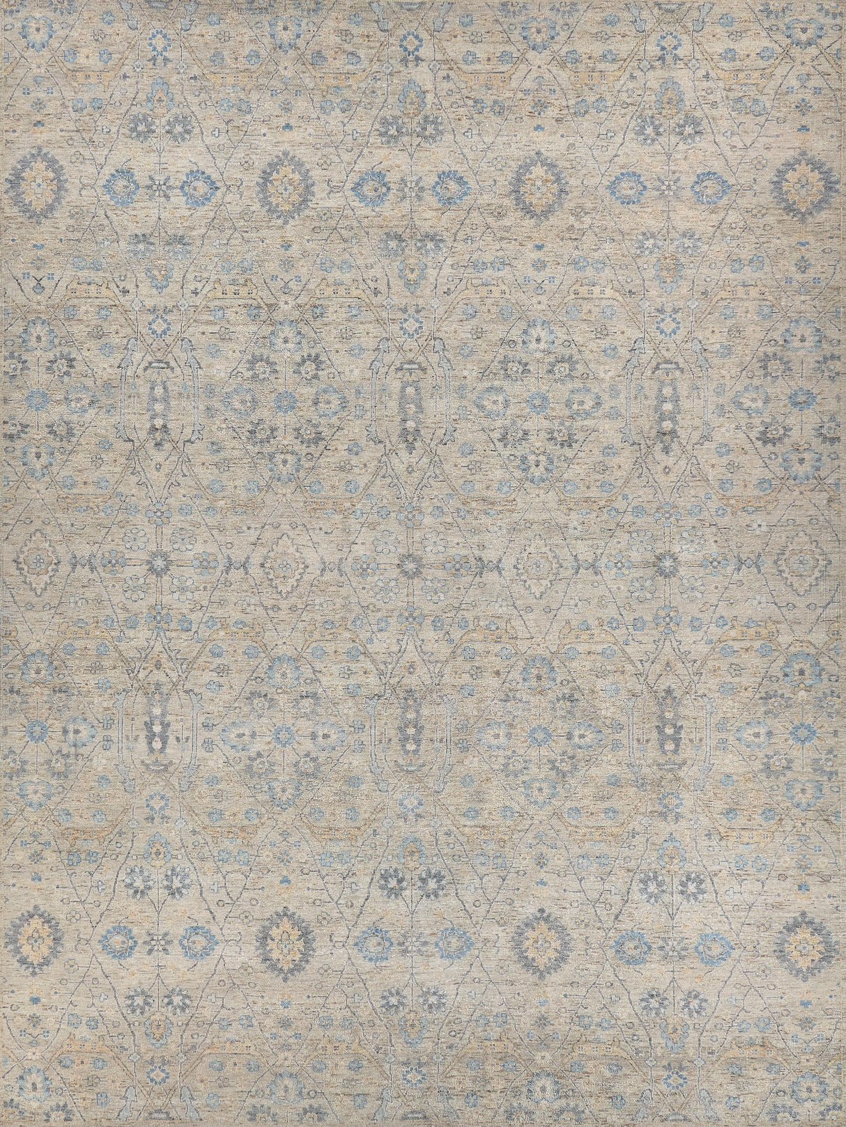 Exquisite Rugs Harper Hand-knotted New Zealand Wool 4230 Beige/Light Blue 14' x 18' Area Rug