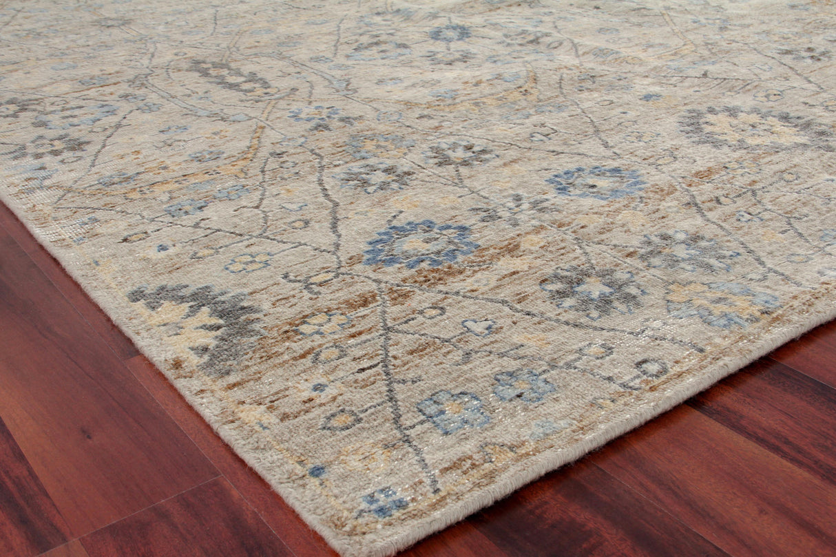 Exquisite Rugs Harper Hand-knotted New Zealand Wool 4230 Beige/Light Blue 14' x 18' Area Rug
