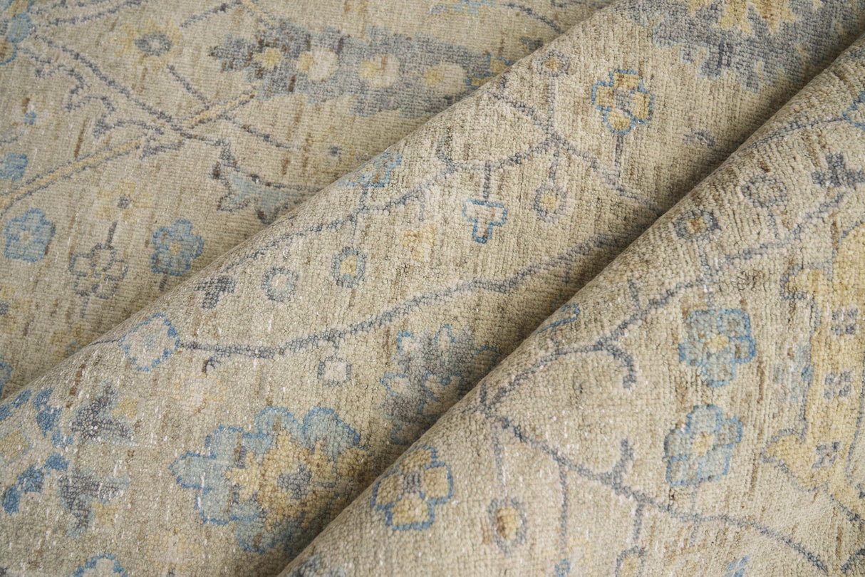 Exquisite Rugs Harper Hand-knotted New Zealand Wool 4230 Beige/Light Blue 14' x 18' Area Rug