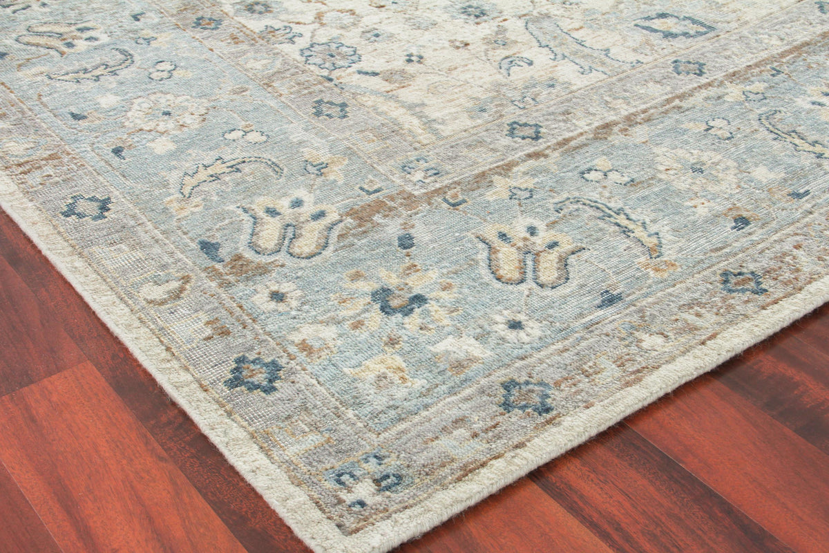 Exquisite Rugs Harper Hand-knotted New Zealand Wool 4231 Ivory/Light Blue 15' x 12' Area Rug