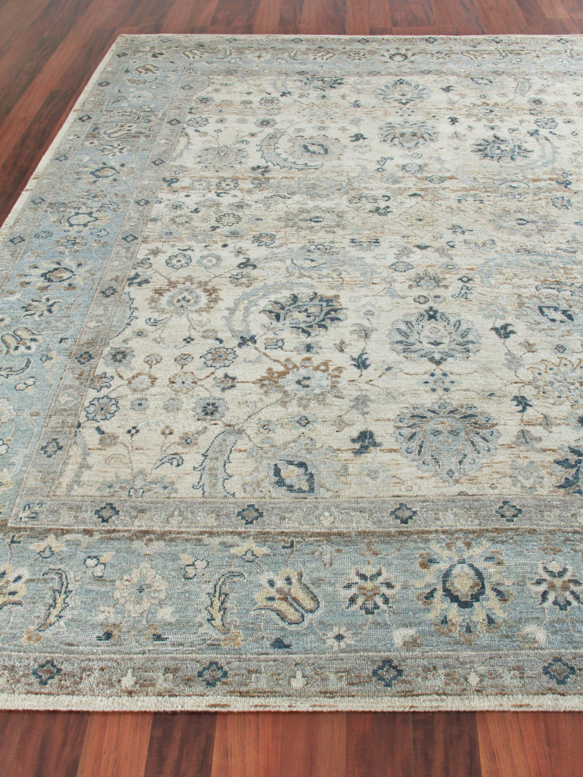 Exquisite Rugs Harper Hand-knotted New Zealand Wool 4231 Ivory/Light Blue 15' x 12' Area Rug